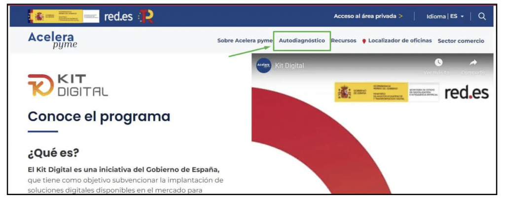 Acceso al test de Autodiagnóstico del Kit Digital
