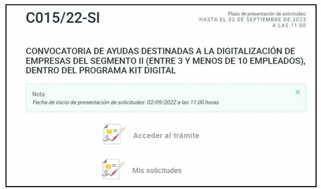 Accede al trámite de convocatoria para las ayudas del Kit Digital